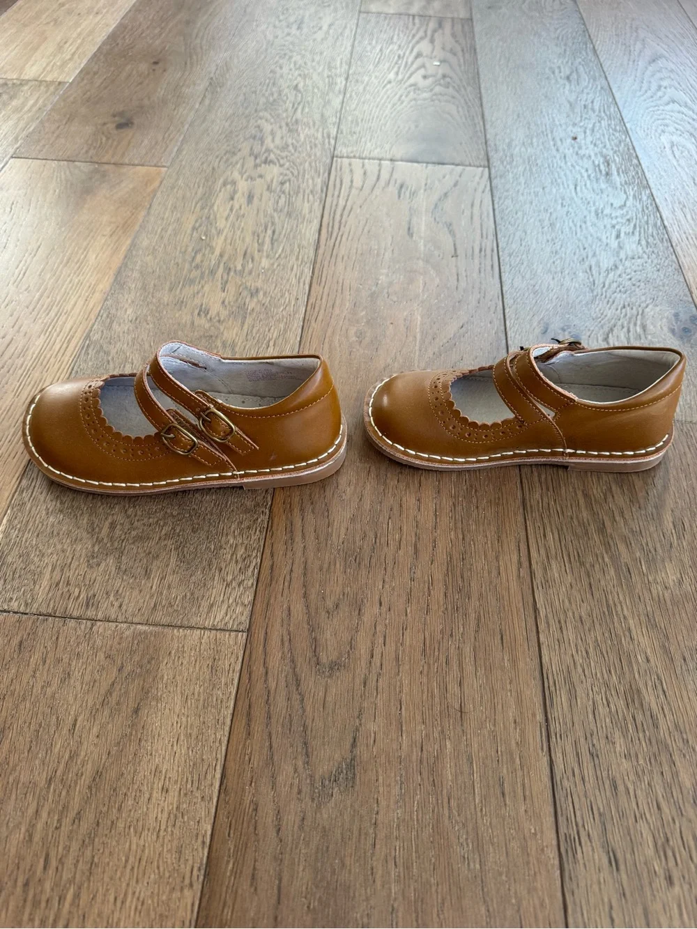 L’Amour Kids Tan Camel Tatiana Double Strap Mary Jane Shoes. Sz Toddler 11